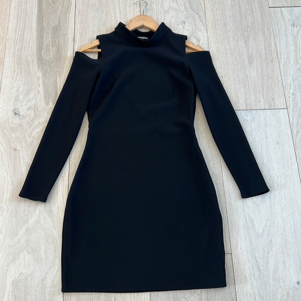 Express Cold Shoulder Body-Con Dress in Black Size Medium